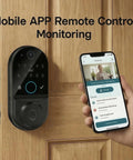 Keyless Entry Door Lock With 1080P HD Camera And Infrared Night Vision, Auto Lock And WiFi Smart Deadbolt, Fingerprint Keypad With Smartphone Remote Access, Stores 100 Fingerprints And 100 Passcodes, Fully Live-View Visitor Alerts shown on phone
