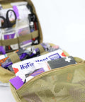 Rip Away Officer's Patrol Tactical Gunshot And Trauma IFAK Kit With Headrest Mount Desert Tan open showing contents