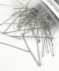 200 Piece 304 Grade Silver Stainless Steel Headpins, 21 Gauge 0.71mm, 2 Inches Long With Flat Round 1.6mm Tops, Jewelry Findings For Crafting, Tarnish Resistant, Durable And Strong For DIY, in clear bag