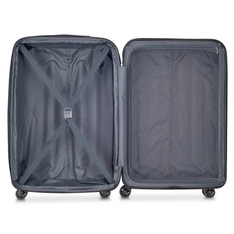 DELSEY PARIS Helium Aero hardside luggage, brushed charcoal, 24-inch, interior with cross straps and mesh pocket