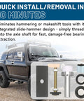 Toyota Axle Seal Installer Kit for 8-Inch Clamshell shown with SUV background for quick installation