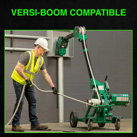 Greenlee 10 Inch Heavy Duty Handle Bolt Replacement For Ultra Tugger Cable Puller, technician using cable puller in a job site.