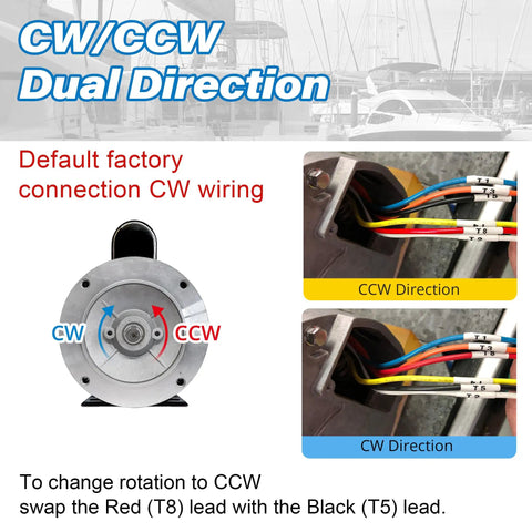 Heavy Duty One Horsepower Boat Lift Motor With 56C C Face Rigid Base Dual Voltage Dock Hoist Winch Replacement wiring diagram.