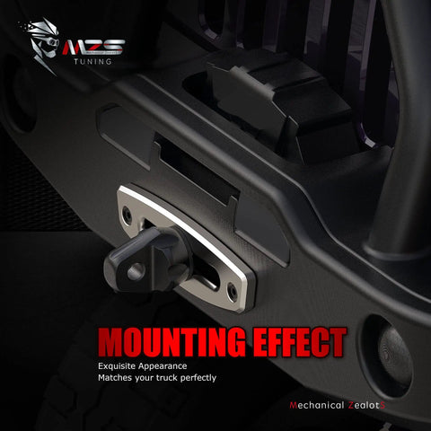 Winch Shackle Mount With Pin And Rubber Guard, 20,000 Lb Load Capacity, detailed close-up on vehicle bumper installation