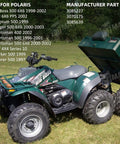 Image of a Polaris Big Boss 500 ATV with open rear cargo area, suitable for ignition coil and spark plug CDI replacement.