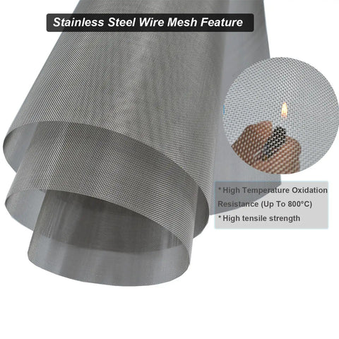 Stainless Steel Mesh Screen 20Mesh 15.7x47.2 Inches 40x120cm Woven Fine Wire Mesh Easy To Cut For Air Vents Cages Gardens