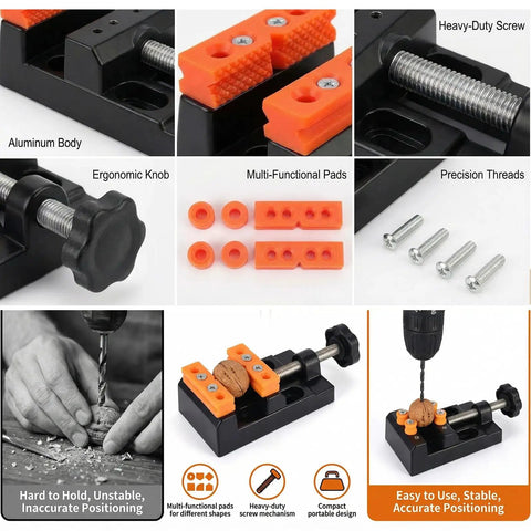 Compact Mini Bench Vise Featuring Smooth Parallel Jaw Clamping For Precision Watch Repair Sculpture Diy Carving And Home Shop Projects Built Different Heavy Duty with aluminum body and ergonomic knob.