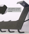 Close-up of Over The Door Hooks Towel Rack With 6 Hooks For Hanging Clothes And Towels Black Door Coat Rack showing fabric protection