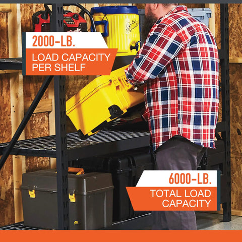 Robust 3 Tier Steel Shelving Rack With 6000 Lb Heavy Duty Capacity For Garage And Warehouse Storage Features 24 Inch Wide Industrial Grade Construction Built Different To Crush Heavy Loads With Ease