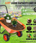 Heavy Duty Workhorse Garden Dump Cart With 5 Cu Ft Load And 397 Lb Capacity Two Wheel Wheelbarrow Easy Dump Design with plants
