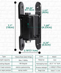Beefy Heavy Duty Gate Hinge 7 Inch Black Outdoor Bolt On Fence Hinge for Heavy Gates 1000 Lbs Load Capacity Galvanized Inner Core Painted Outer Finish Weatherproof Outdoor Hardware Easy Install 7.1 x 2.78 in