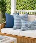 Outdoor Lumbar Pillow Set Of 2 20x12 Inches With Waterproof Inserts In Royal Blue, Fade Resistant Canvas Polyester PU Coated Covers For Patio, Garden, Porch Or Balcony, Fluffy Cushions For Sofa on wicker patio furniture.