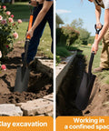 Heavy Duty 45 Inch Orange Fiberglass Handle Spade Shovel For Digging And Trenching In The Backyard used for clay excavation and trenching