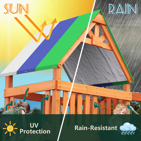Swing Set Replacement Tarp 52 X 90 Inches For Kid Friendly Playset Canopy Waterproof And UV Shield Roof Cover All Season.