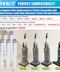 Top Notch Micro Hygiene Filter Replacement For Windsor Sensor S12 S15 XP SR Series Vacuums And Sebo Automatic X Series And Essential G1 G2 Uprights Part 5301 5036ER Microfilter 6 Pack in packaging with compatibility details.