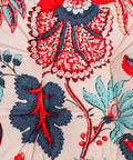 Close-up of blue and red leaf pattern on 2 Pack Outdoor Indoor Wicker Patio Seat Cushions With Ties For Dining Chairs 17 X 17 Inches