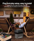Couple enjoying drinks outdoors with Tailgate Tested 2000W Power Inverter DC To AC Converter 12V To 110V for RV camping.