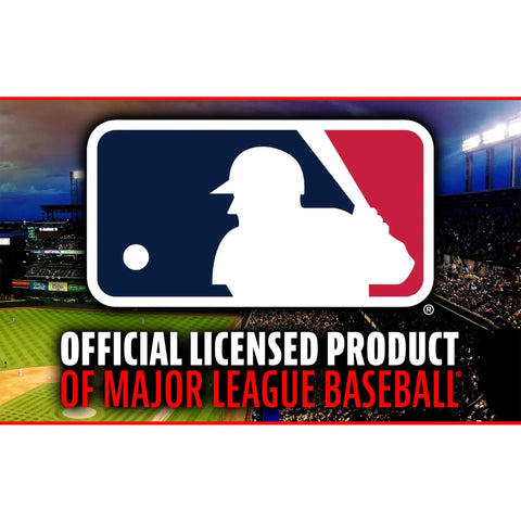 MLB logo with text stating 'Official Licensed Product of Major League Baseball' on a baseball stadium background.