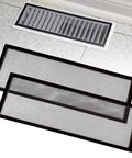 Magnetic Floor Vent Screen Mesh 4x10 2 Pack Easy Snap In Bug Filter on tiled floor next to vent
