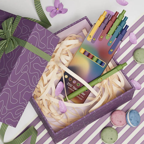 Six Pack Gel Ink Pens With 0.5mm Fine Point, Smooth Flow For Journaling And Note Taking, Color Coded Set in gift box