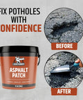 Ready To Use Asphalt Patch For Pothole Repair On Driveways, Parking Lots, Pathways And Roads With No Mixing Required, 11Lb Pail