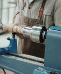 Long Nose Jaws For Wood Lathe Chuck With Serrated Inner Sides And Long Spigots For High Clamping On Long Workpieces in use