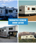 All Metal RV Screen Door Latch Right Hand Upgrade Kit With Zinc Alloy Handle And High Impact ABS Hardware with various RVs