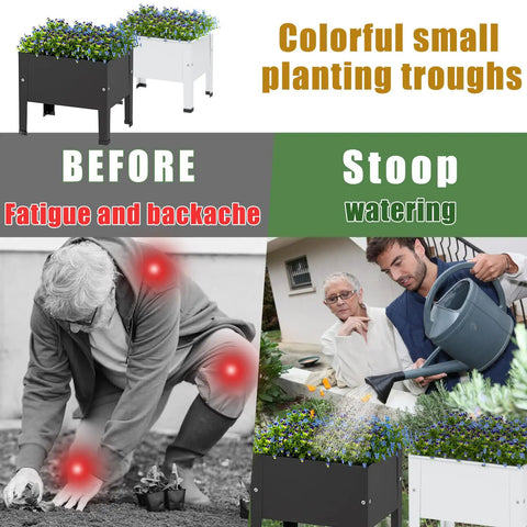 Black 14 Inch Elevated Planter Box With Legs For Outdoor Use Sturdy Metal Raised Garden Bed For Veggies, Herbs, And Flowers Patio Decor Rust Resistant Easy To Assemble Perfect For Small Spaces displayed in garden setting