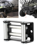 Universal Heavy Duty Winch Roller Fairlead Galvanized Steel Frame 110mm 4 Inch Hole Distance mounted on off-road vehicle