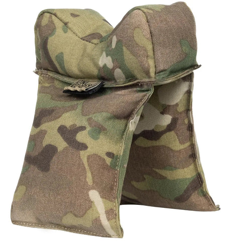 Pre Filled Shooting Rest Sand Bag For Front And Rear Gun Range Support, camo 500D nylon exterior, side angle view