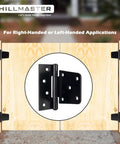 3.5 Inch Heavy Duty Gate Hinges Black Strap Hinges on wooden gate for indoor outdoor use.