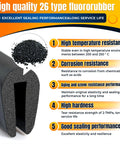 Basement door weatherstrip kit for Bilco doors: 4 cap pads, 1 bulb gasket, 1 U-shaped gasket; black fluororubber seals.