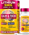 5 Mg Lithium Supplement Tablets For Calm Focus And Mood Support No Drowsy Stay Chill Brain Clarity Memory Boost Fast Dissolve With Vitamin B6 And B1 Compare To Lithium Orotate 5mg 60 Count packaging