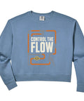 Women S Plumber Crop Sweatshirt Featuring Pipe Valve Wrench Graphic Relaxed Fit Soft Washed Cotton Crewneck in blue