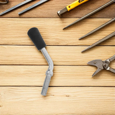 Solid As A Rock M12x40 Workbench Locking Screw Metal Threaded Handwheel on wooden surface among tools.