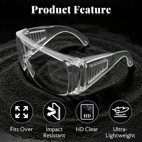 Snap Right On High Definition Safety Glasses Fit Over Prescription Glasses Lightweight Wide Vision Protective Eyewear For Lab Work Woodworking And Home DIY With Killer Clarity, clear and impact resistant design.