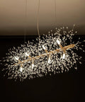 12-Light Crystal Firework Chandelier With Gold Metal Finish, Modern Dining Room Lighting Fixture for Kitchen Island