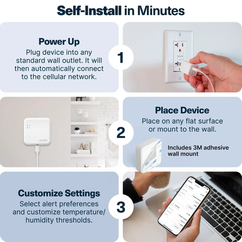 Cellular Temperature Monitor With 4G LTE And Humidity Sensor Remote Power Failure Alarm Unlimited Alerts For RV Vacation Home Pet Safety Or Server Room 2 Years Of Service Included No Fees Or WiFi Needed installation guide