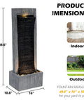 7-Tier Rock Water Fountain With Lights For Outdoor Garden Decor in a vertical stone design, ideal for patio or indoor use.