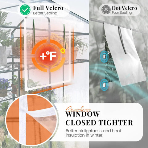 Walk In Outdoor Greenhouse With Thickened Cover And Reinforced Frame, Screen Windows And Mesh Door, 56 By 56 By 77 Inches, Three Tiers And Fourteen Shelves For Seedlings, Easy Access For Gardeners