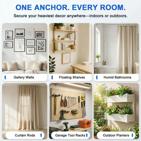Heavy Duty 81 Piece Drywall Anchors And Screws Kit With Drill Bit Easy Install No Drill Steel Expansion Anchors For Sheetrock Holds Up To 100 Lbs Three Sizes For Hanging TVs Mirrors Picture Frames And More. gallery wall and shelf use