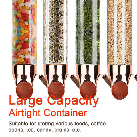 Large capacity wall mounted coffee bean dispenser adjustable glass jar keeps beans fresh for tea and candy.