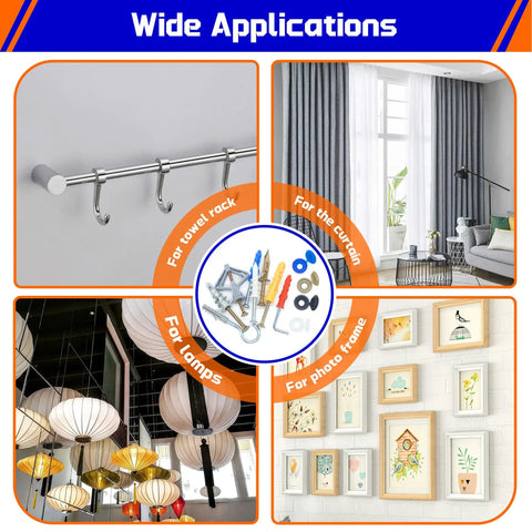 Grab And Go 1332 Piece Drywall Anchors And Screws Kit With 21 Sizes M8 M12 M13 Plastic Expansion Anchors self tapping screws for curtains, lamps, frames