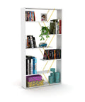Six Tier Wall Corner Storage Shelf For Bedroom - Industrial Bookcase Style Bookshelf With Open Wood Frame showcasing books and decor