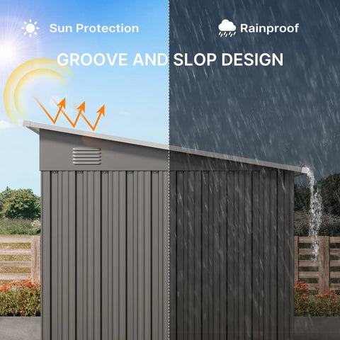 Durable 6x4 Outdoor Metal Storage Shed With Sliding Lockable Doors Bright Clear Panel Windows Built to Last, sun and rain protection