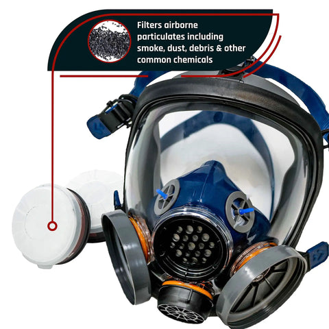 Smoke Black Full Face Respirator With Dual Activated Charcoal Filtration For Organic Vapor And Particulate Protection Anti Fog Eye Shield
