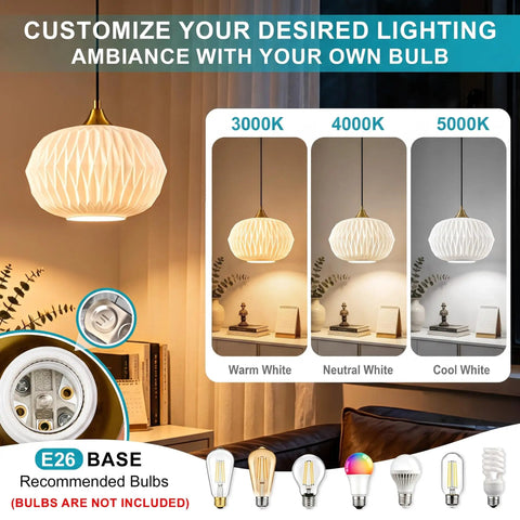 Vaziden Milk Glass Pendant Lights Kitchen Island Gold Chandelier 11.81" showcasing customizable lighting options with E26 base.