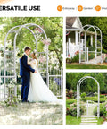 Garden Arbor With Gate PVC Frame Trellis Arch For Climbing Plants Outdoor Wedding Backdrop White Vinyl Pergola