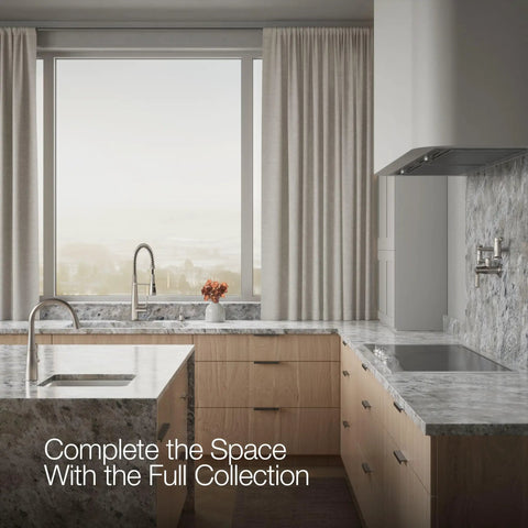 Slick Stainless Steel Kitchen Sink Faucet With Built In Soap Dispenser And Heavy Duty Pull Down Sprayer, modern kitchen view.