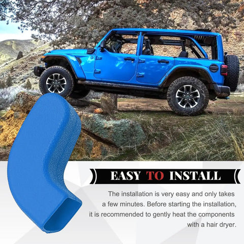 Blue Front Bumper Tow Hook Covers Kit, 2Pcs Rubber Sleeve Protector Trim For Jeep Wrangler JL JK 4Xe And Gladiator JT 2007-2025 image
